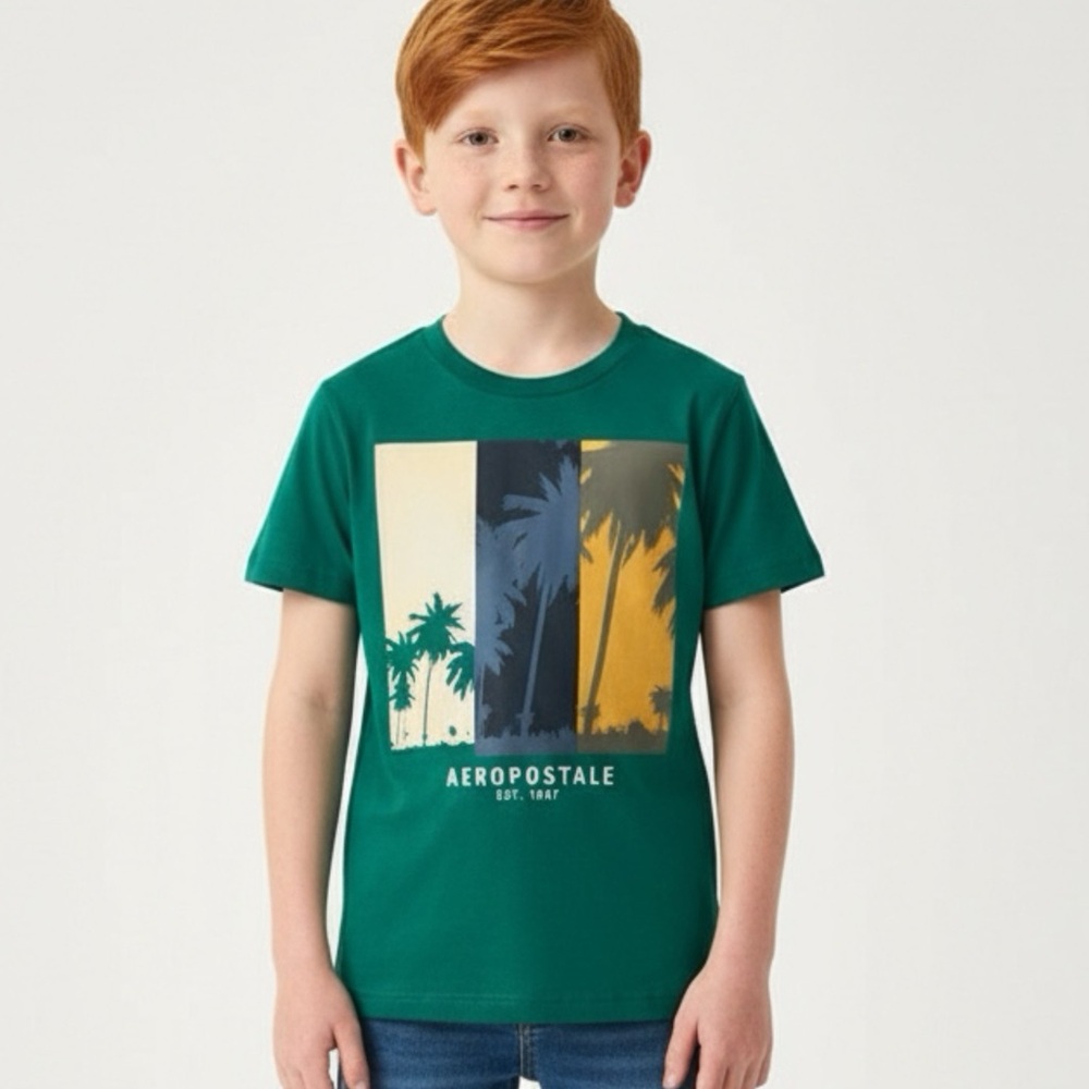 Aeropostale Tropical Graphic Green Tee